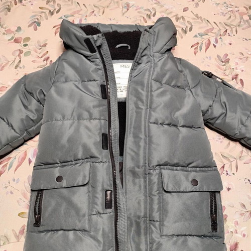 M&S Collection Parka with Hood 5-6 Years Like New, Grey Silver