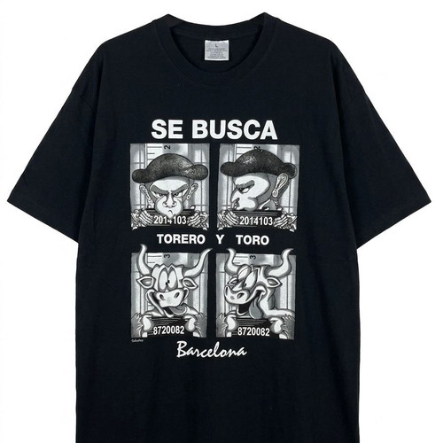 T-Shirt "Se Busca Torero y Toro" Barcelona like new, XXL, black cotton