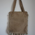 Fur shoulder bag used, beige