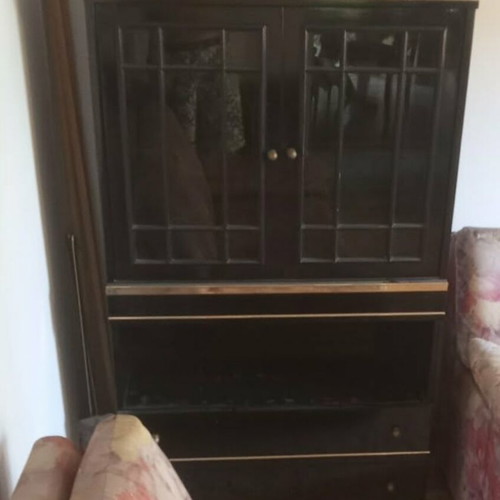 Wooden display cabinet black lacquer like new