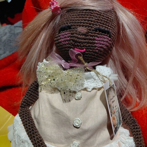 Handmade crochet amigurumi doll new with lace dress