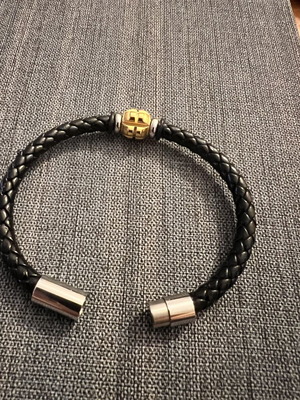 Men's Faux Leather Bracelet Black with Stainless Steel Magnetic Clasp like new