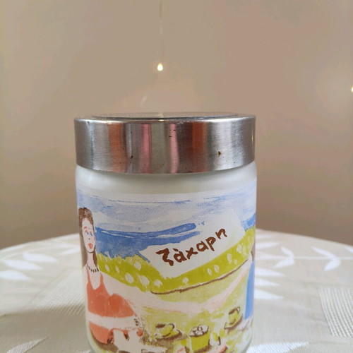 Vintage sugar jar like new with handmade KEX design