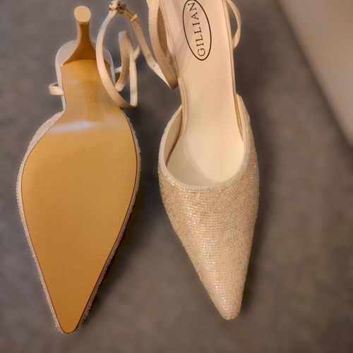 Gillian shoes new with embroidered beads, ice white size 38