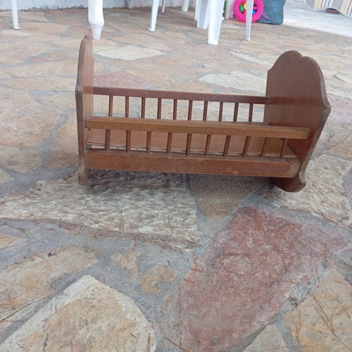 Vintage wooden baby doll cradle used