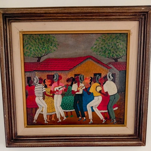 Heitor dos Prazeres oil painting on wood used 38x42 cm