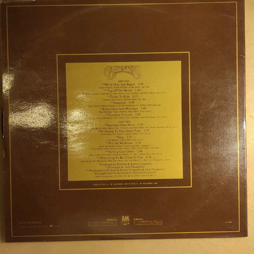Carpenters The Singles 1969-1973 used rock vinyl