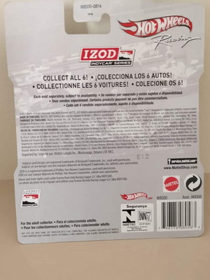 Hot Wheels Racing IZOD Indy Car Series 2012 πλήρες σετ 6 μεταλλικών καρτελών καινούργιο