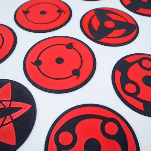 Naruto Sharingan coasters set of 10 new, 3D printed with durable PLA+