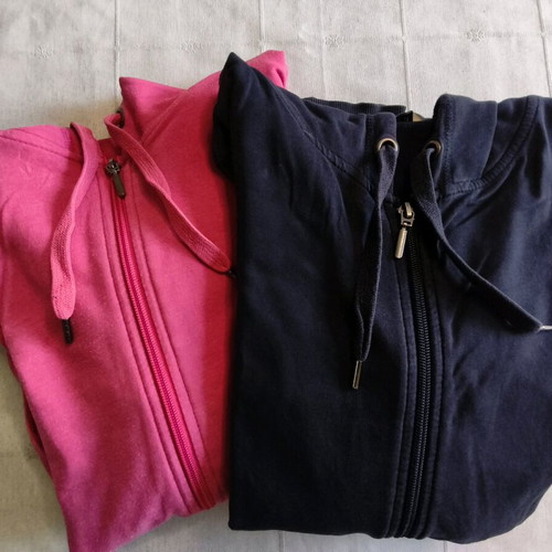 Marks and Spencer cotton blend hoodies used, pack of 2, pink and blue