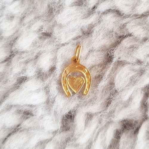 Heart Horseshoe Charm Gold 14K Like New Antique