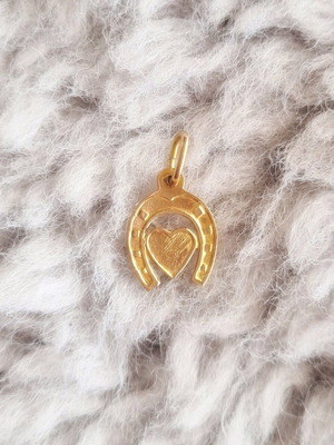 Heart Horseshoe Charm Gold 14K Like New Antique