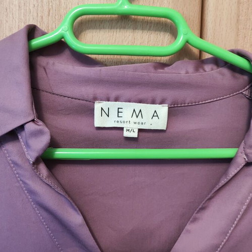 Nema dress new, lilac with embroidered puff sleeves