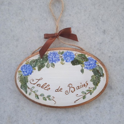 Handmade wooden decorative oval bathroom sign new
