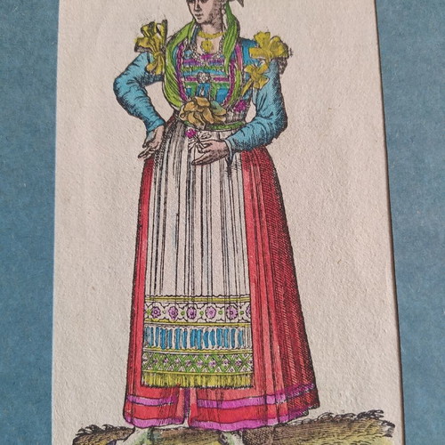 Chalcography traditional Chios costume 1688 used hand-colored