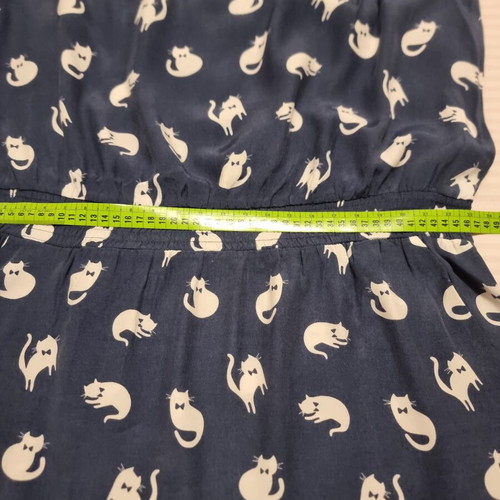 Zara blouse dress L-XL used, blue with cat pattern
