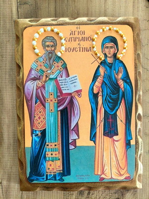 Saint Cyprian and Saint Justina new icon 20x15 cm