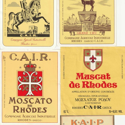 Vintage 5 Cair Rhodes wine labels 1950-1960 new for collection