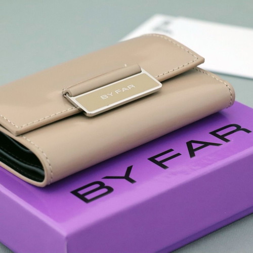 By Far women's wallet new, beige, genuine leather