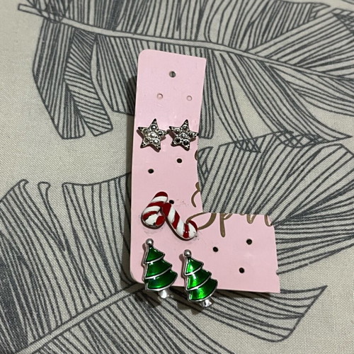Earrings used, set of three pairs Christmas-themed