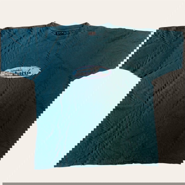 Vintage Clue Y2K Graphic T-Shirt - XL Rare Techwear Aesthetic Deep Green/Teal
