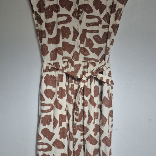 Compania Fantastica cotton dress with geometric patterns like new, beige and brown