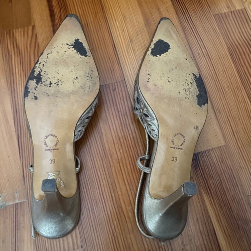 Lodi leather heels used with strap size 39 gold