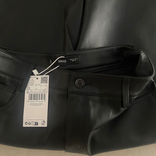 Leather pants Mango new, black, size XXS