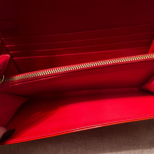 Lady Dior red patent leather wallet like new
