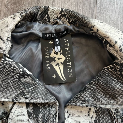Affliction women's jacket with snake print, size S, new