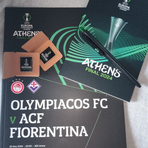 UEFA Conference League Final Athens 2024 Official Memorabilia Set Olympiacos FC Champions