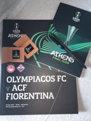 UEFA Conference League Final Athens 2024 Official Memorabilia Set Olympiacos FC Champions