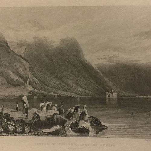 Chalcography Castle of Chillon on Lake Geneva used, 1840