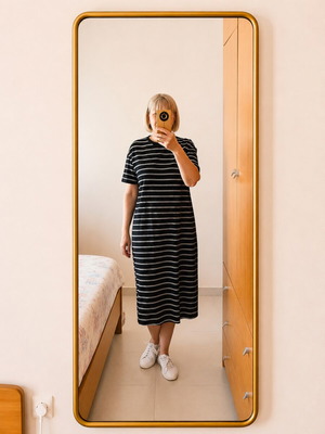 Black & White Stripe Cotton Jersey Midi Dress size XL like new
