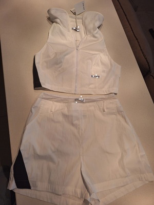 Cool women's set with shorts and zip-up jacket new, black and white