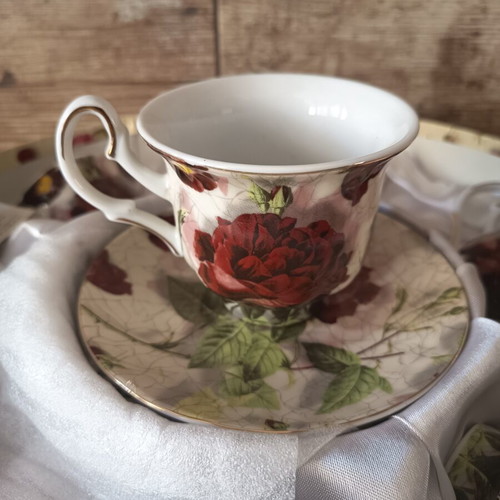 Ellegi Fine Porcelain Tea Cup Set of 6 like new with saucers