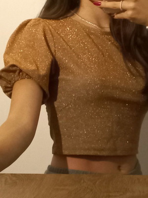 Glittery top pink gold, size M