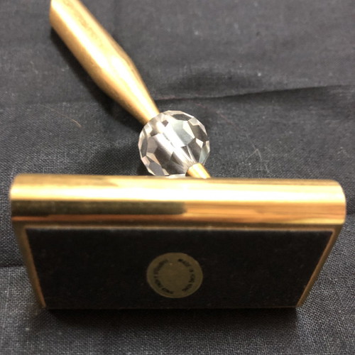 Pen holder gold plated with crystal new