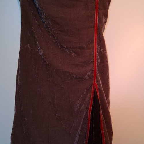 Pavlos Kyriakides velvet dress strapless with red strap, like new