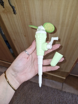 Pen with fan on top new, ink writes normally