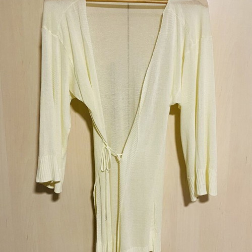 Rococo cardigan new, yellow, sizes S/M, 3/4 sleeve, long and airy