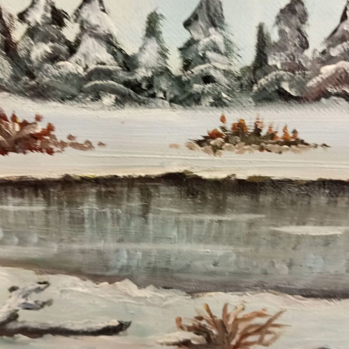 Painting winter landscape like new 53x69 cm