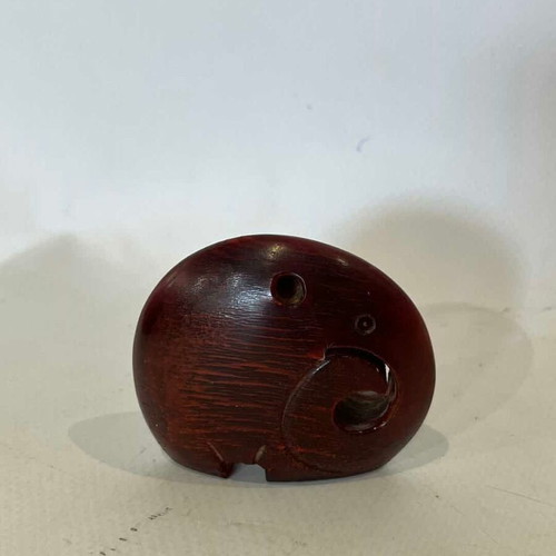 Vintage Japanese wooden netsuke elephant 5x5