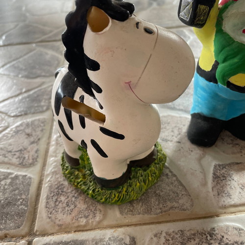 Piggy banks and clay gnome used, set of 3 pieces