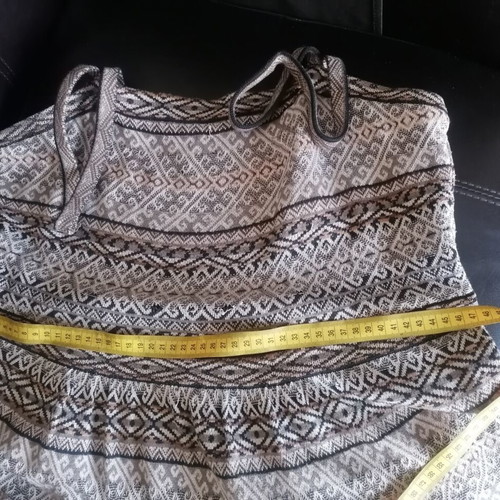 Peruvian Connection cotton dress used, black and beige, size L