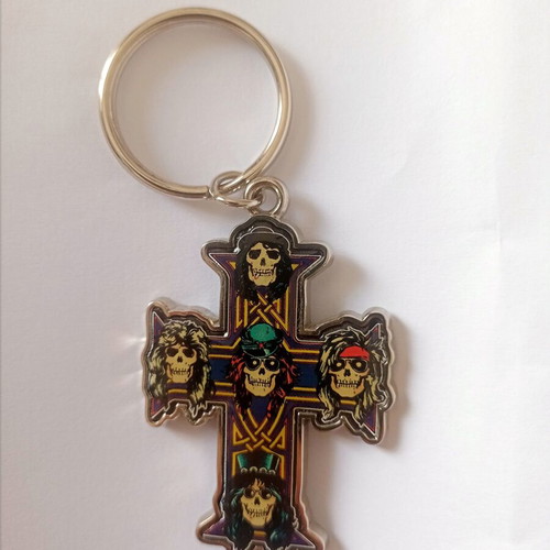 Guns N' Roses Keychain 2014 with Liquid Glass, New, Silver