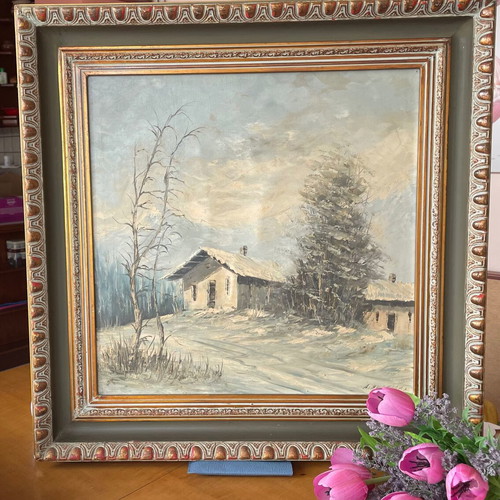 Winter oil painting by Dimitrios Vergidis like new, signed