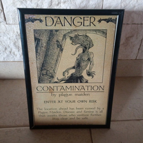 Handmade ink horror art print in A4 frame new