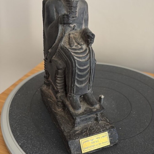 Vintage Darius the Great Persian statue, heavy stone-look sculpture