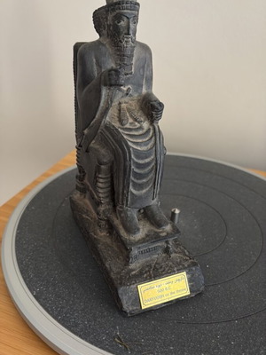 Vintage Darius the Great Persian statue, heavy stone-look sculpture